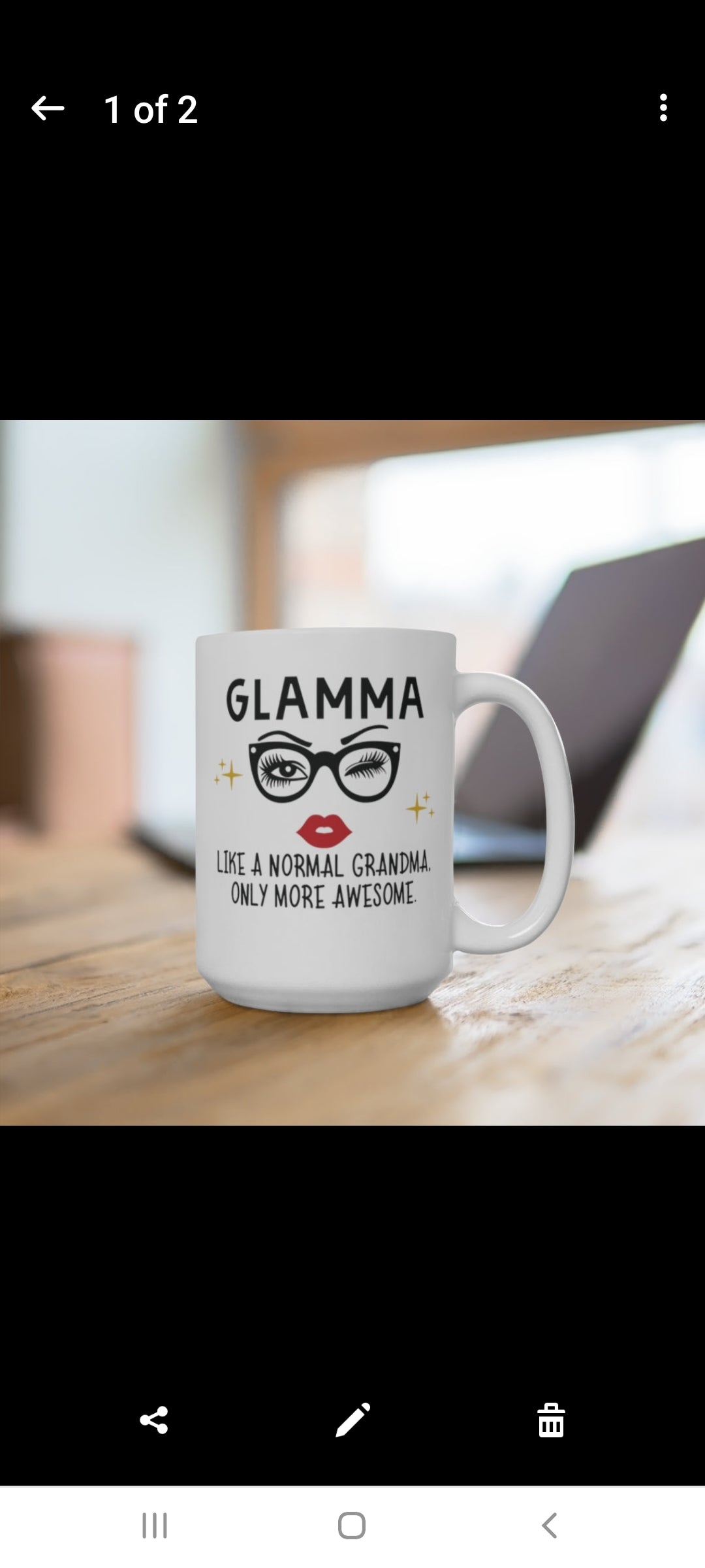 "Glamma" White Ceramic Mug